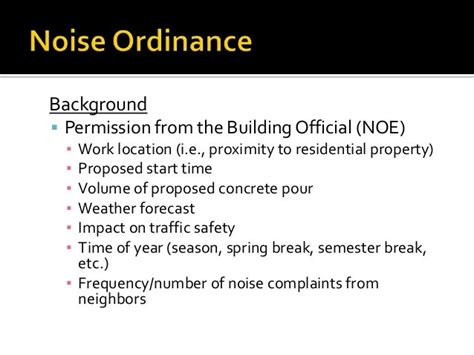 In this case, the noise must fall within the limits expressed in the ordinance, which ranges from 15 to 182 decibels. . Orlando residential noise ordinance